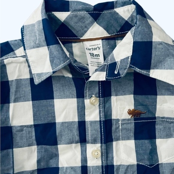 Carters Long- Sleeved Plaid baby boys  Button up Shirt size 18 months - Picture 3 of 6